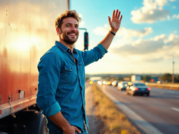 Trucker So Friendly, Motorists Stop to Take Photos Like He’s a Rare Animal