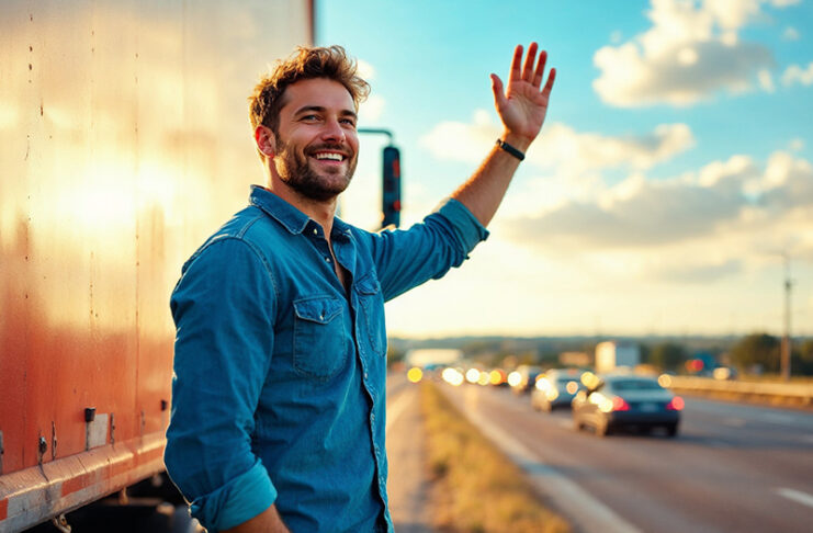 Trucker So Friendly, Motorists Stop to Take Photos Like He’s a Rare Animal